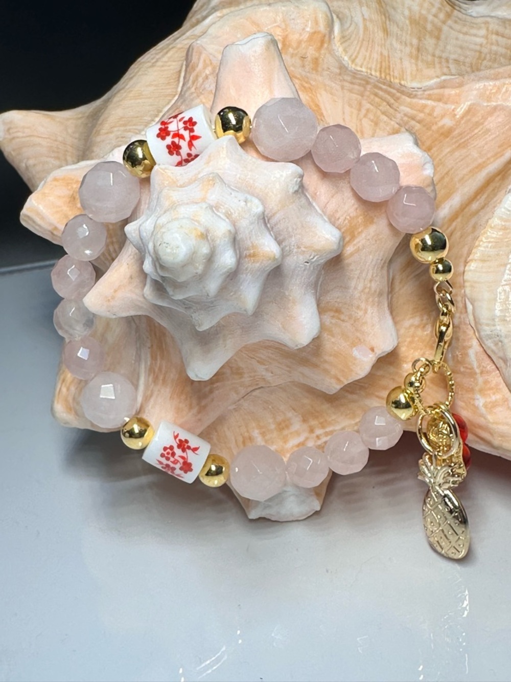 Natural Rose Quartz Beads Bracelet - Picture 3 of 11